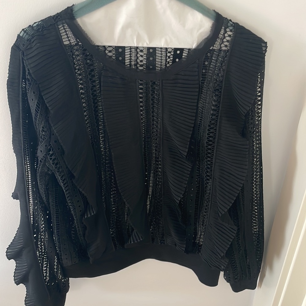 Endless Rose.  Size M.  Black To with Eyelet and Pleat Detail
